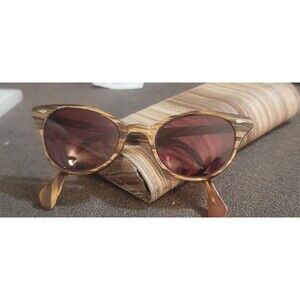 Vtg American Optical Sunglasses 1950s Cat-Eye Frames Tan/ Amber Calobar